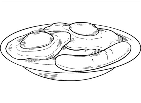 Fried Eggs With Sausage Coloring Page Colouringpages