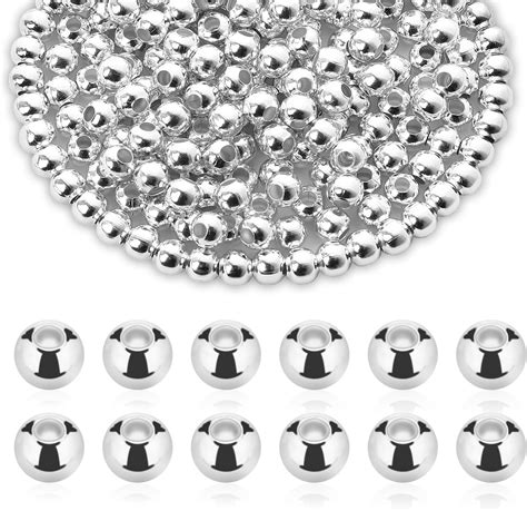 Lollibeads R Silver Plated Smooth Round Metal Beads 4 Mm 600 Pcs Clothing Shoes