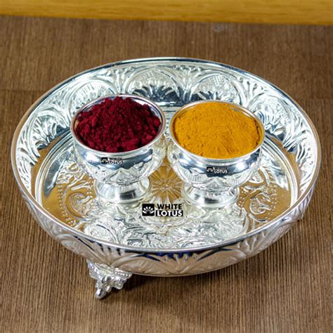 Handcrafted Silver Plated Haldi Kumkum Platter Set Etsy