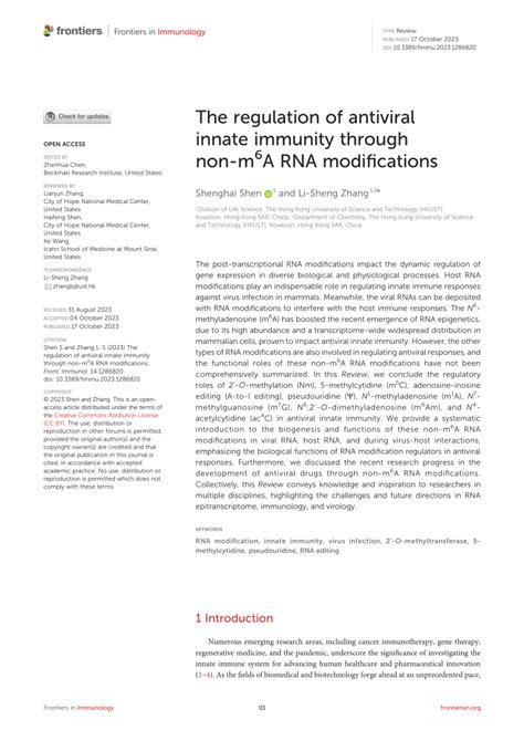 Pdf The Regulation Of Antiviral Innate Immunity Through Non M A Rna