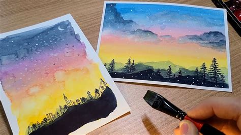 2가지 수채화 쉬운 풍경화 그리기 Easy Watercolor Painting Youtube