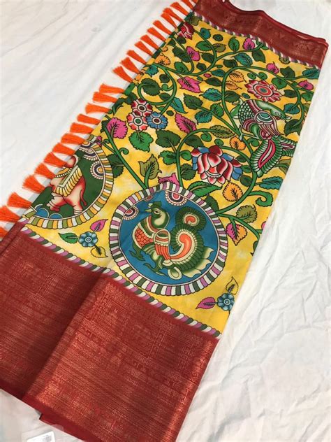 Pure Kanchipuram Digital Printed Saree With Kalamkari Print Dvz0003367