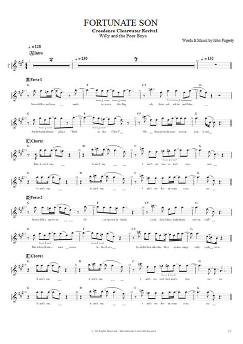 Fortunate Son Tab By Creedence Clearwater Revival Guitar Pro