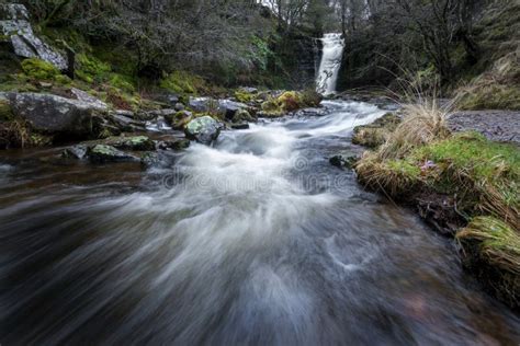 The Tallest Waterfall At Blaen Y Glyn Stock Image Image Of Waterfalls