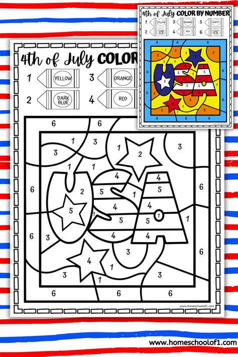 9 Free 4th Of July Color By Number Printables Homeschool Of 1