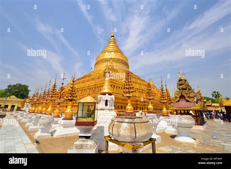 Shwezigon Pagoda With Its Circular Gold Leaf Gilded Stupa Surrounded By