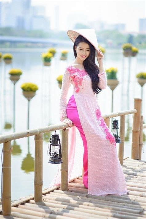 Ao Dai Rosado Vestidos Roupas Tradicionais Roupas