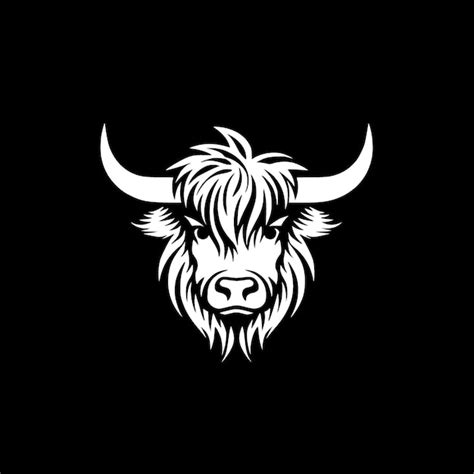 Premium Vector Highland Cow Black And White Vector Illustration