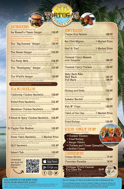 Tortugas Florida Food Menu