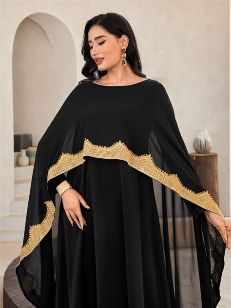 Shein Najma Contrast Lace Kaftan Dress Shein Usa