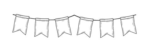 Premium Vector Doodle Party Bunting Flags For Decoration Black Line