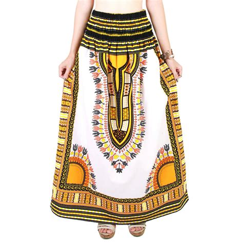 White And Yellow African Dashiki Skirt Dashikikiss