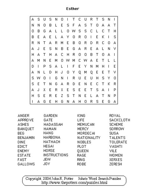 Johns Word Search Puzzles Esther