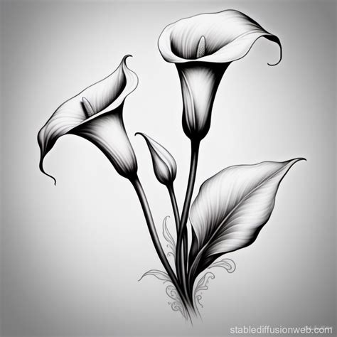 Calla Lily Tattoo Stencil Design | Stable Diffusion Online