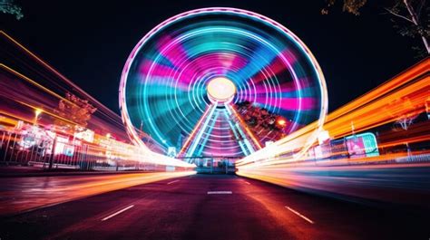 Premium Photo A Photo Of A Ferris Wheel At Night Colorful Neon Lights