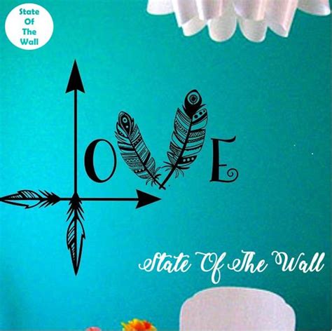 Love Arrow Wall Decal Feather Namaste Vinyl Sticker Art Decor Etsy