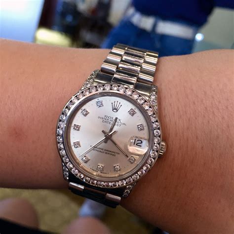 Rolex 68279 Datejust Midsize 18k White Gold Presidential Diamond Watch