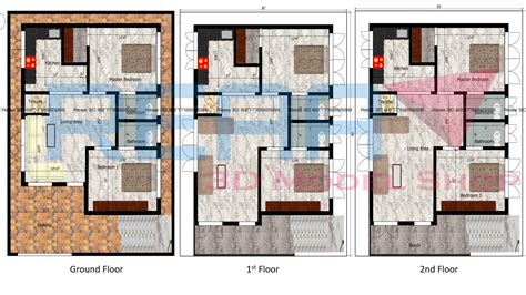 30 X 40 2BHK North Face House Plan Rent