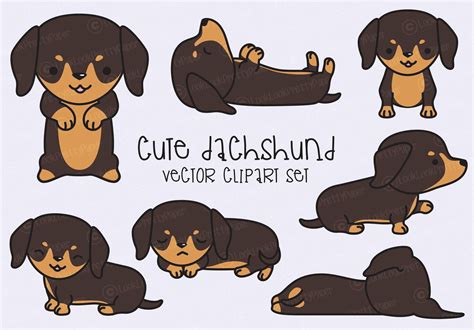 Premium Vector Clipart Kawaii Dachshund Cute Dachshund