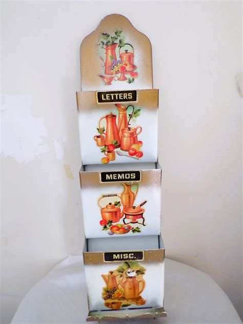 Vintage Aluminum 3 Pocket Mailletter Holder Letters Bills Receipts