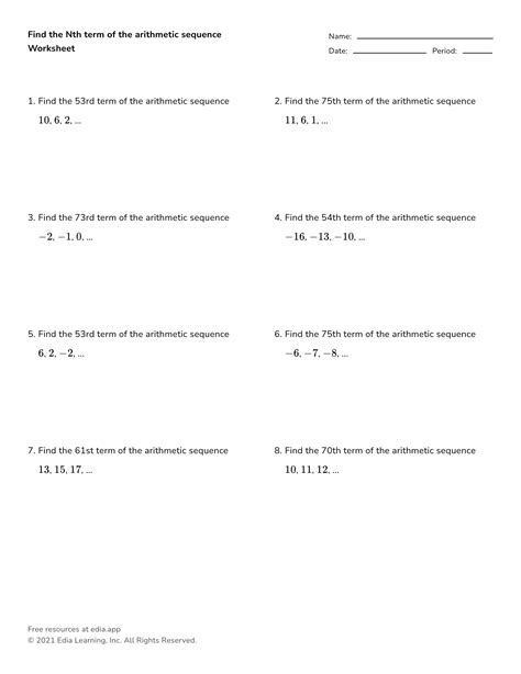 Arithmetic Sequence Worksheets Worksheets Library