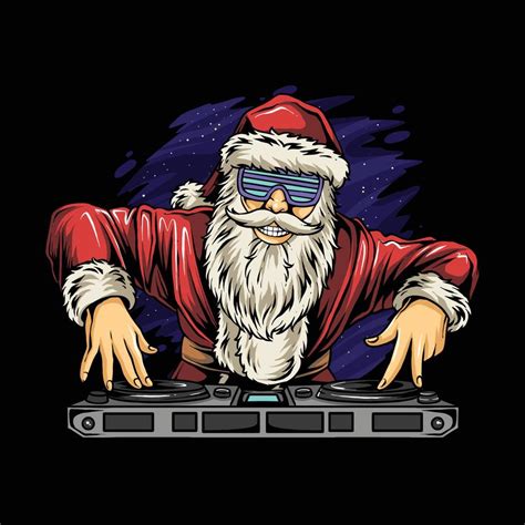 Christmas Santa Claus Playing DJ Music 15082851 Vector Art at Vecteezy