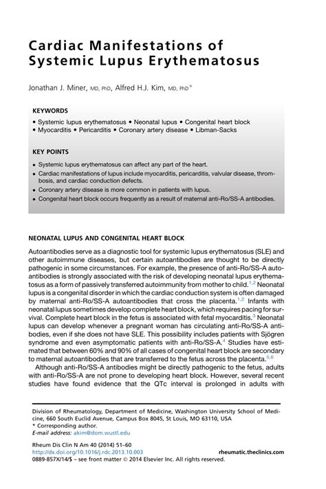 Pdf Cardiac Manifestations Of Systemic Lupus Erythematosus