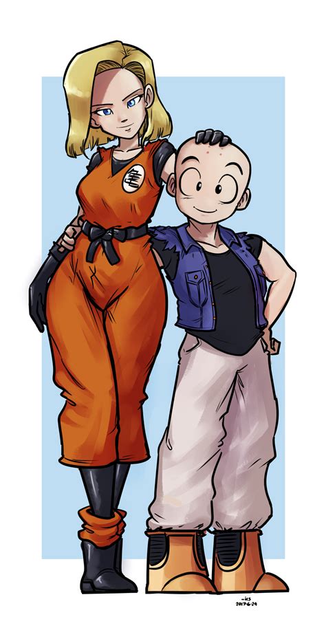 Android 18 And Kuririn Dragon Ball And 1 More Drawn By Ian Samson