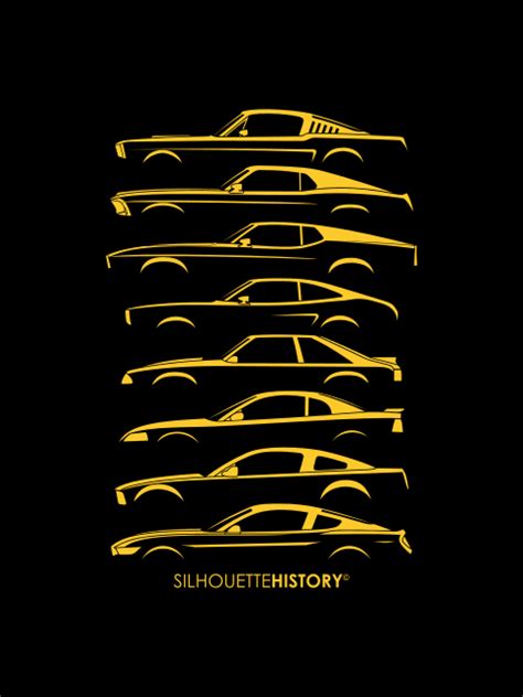 Ford Mustang Silhouettehistory Silhouettes Of Ford Mustang Generations