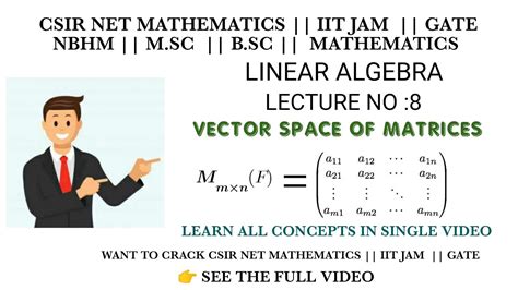 Vector Space Of Matrices Linear Algebra For Csir Net Mathematics