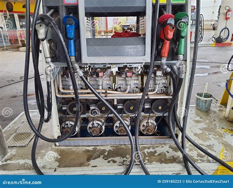 Fuel Pumps in the Open Service Station SÃo Paulo Brazil Editorial