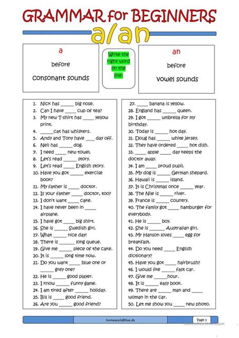 Grammar Worksheets For Beginners