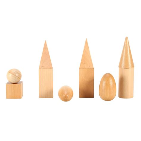Hot Kids Math Toys Wooden Geometric Shapes Solids Geometry Blocks Set