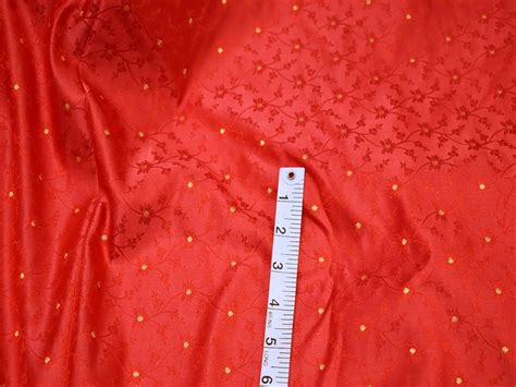 Indian Red Crafting Brocade Fabric By The Yard Banarasi Etsy