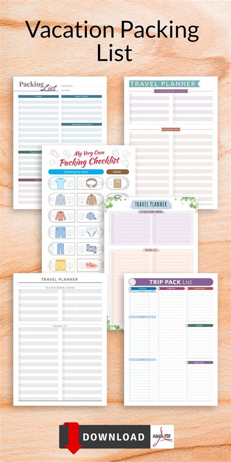 Travel Packing List Packing Checklist Vacation Packing Etsy Travel Planner Template