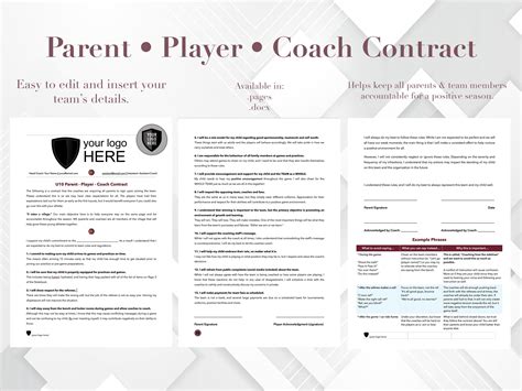 Parent Contract For Sports Youth Sports Template Coach And Parent