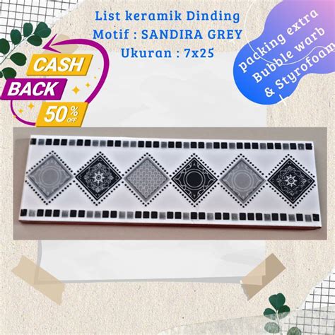 Jual List Keramik Dinding Motif Sandira Wajik Ukuran 8x25 List