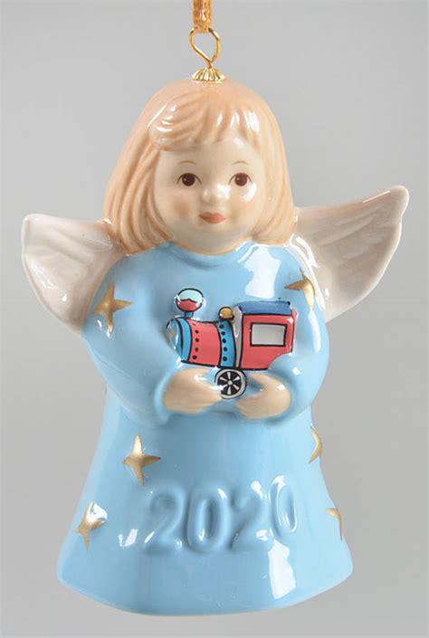 Goebel Angel Bell Ornament Angel With Train Pastel Blue With Box C