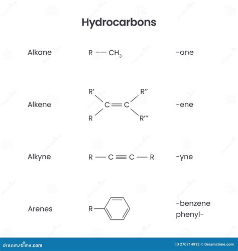 Hydrocarbon Functional Groups Biochemistry Science Vector Infographic Stock Vector