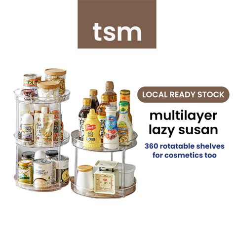 TSM PET Lazy Susan Swivel Spice Rack 360 Rotate Kitchen Organizer