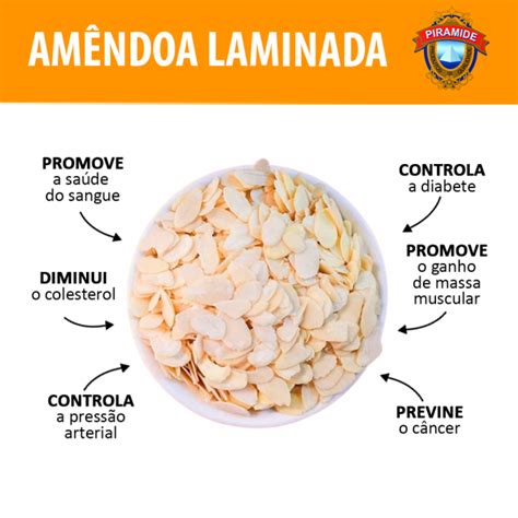 Na Laticinios Piramide tem Amêndoa Laminada 100 Puro 250g Pirâmide