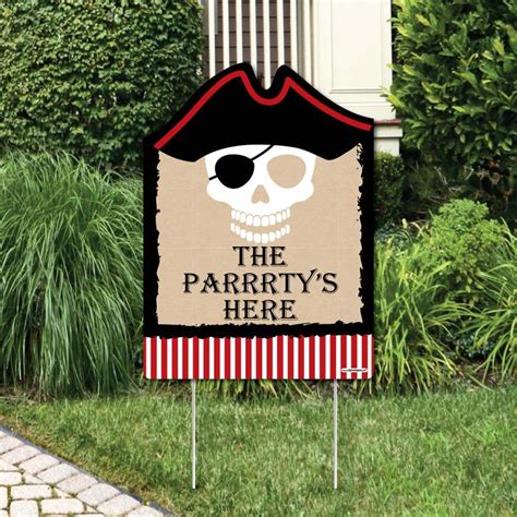 Beware Of Pirates Yard Sign Decoration Includes The Parrrty S Here Corrugated Plastic Yard Sign