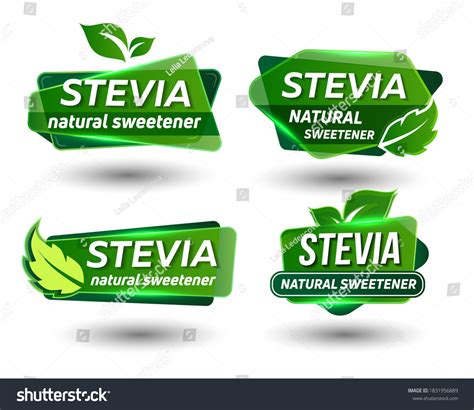 Vektor Stok Stevia Natural Sweetener Label Vector Set Tanpa Royalti