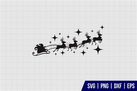 Santa Sleigh And Reindeer SVG - Gravectory