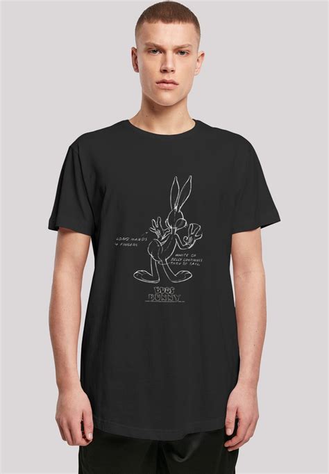 F4nt4stic Looney Tunes Bugs Bunny Belly T Shirt Print Blackzwart Zalandobe