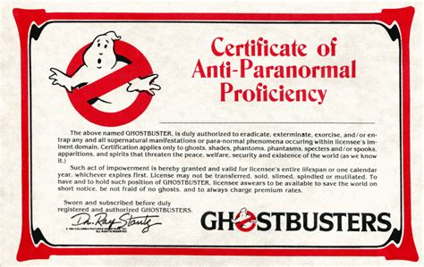 Ghostbusters Certificate Free Printable Ghostbusters Fantascienza