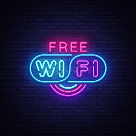 Wifi Neon Sign Vector Wifi Symbol Neon Glowing Letters Shining Light