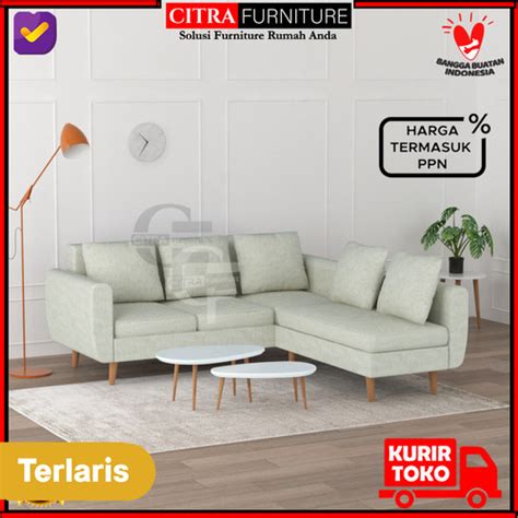 Promo Sofa Minimalis L Putus Retro Scandinavian Vintage Cream