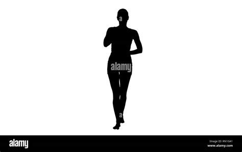 Silhouette Yoga Teacher Walking And Doing Breathing Exercise Stock