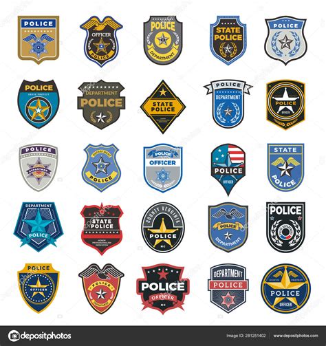 Police Badges Officer Security Federal Agent Signs And Symbols Police